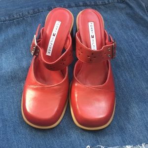 Tommy Hilfiger Red Chunky 90s Heels
